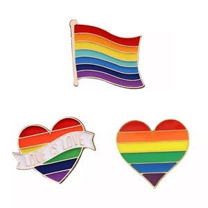 🏳️‍🌈Rainbow Flag & Heart Lapel Pin Brooch LGBTQ Pride🏳️‍🌈
